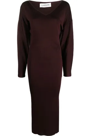 Lanvin Vestido midi con cuello en V