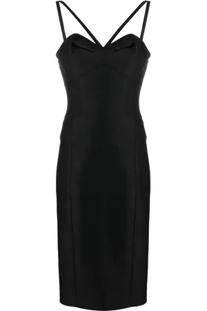 VERSACE Vestido midi estilo bustier con cuello halter