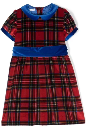 JESURUM BABY Vestido de terciopelo con cuadros estampados