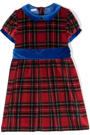 JESURUM BABY Vestido de terciopelo con cuadros estampados