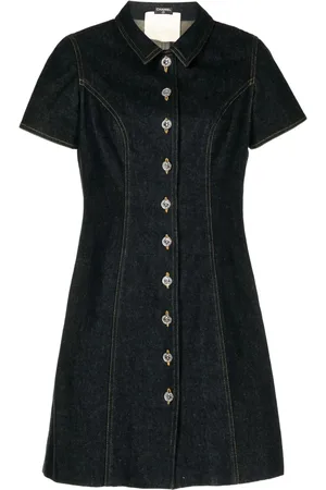 CHANEL Vestido de mezclilla corto con botones 1990