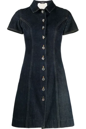 CHANEL Vestido de mezclilla con logo en los botones 1990