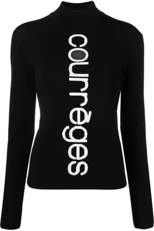 Courrèges Suéter con logo en intarsia y abertura