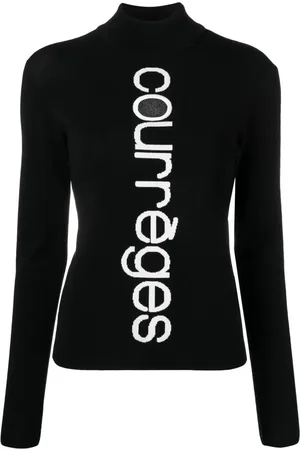 Courrèges Suéter con logo en intarsia y abertura