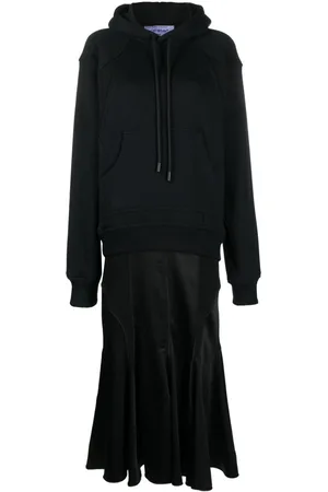 OFF-WHITE Vestido midi con capucha y logo estampado