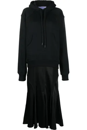 OFF-WHITE Vestido midi con capucha y logo estampado