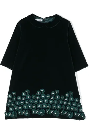 JESURUM BABY Vestido de terciopelo con bordado floral