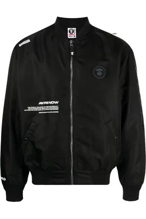 A Bathing Ape Chamarra bomber con parche del logo y cierre