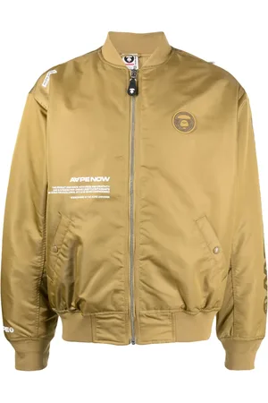 A Bathing Ape Chamarra bomber con parche del logo y cierre