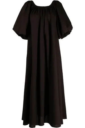 GOODIOUS Vestido fruncido con mangas anchas