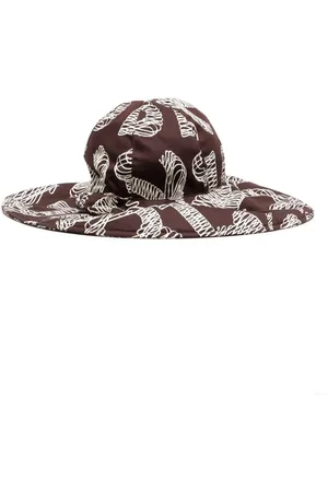 CHANEL Sombrero de ala ancha con estampado gráfico