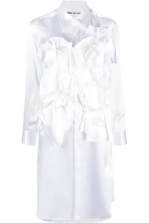 Comme des Garçons Vestido camisero con efeto satinado y volantes