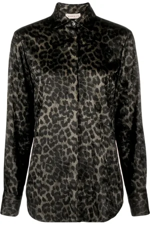 BLANCA Camisa satinada con estampado de leopardo