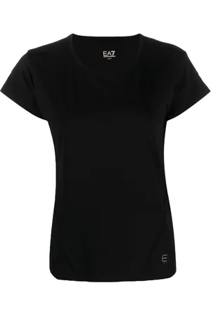 EA7 Playera con cuello redondo y logo estampado