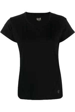 EA7 Playera con cuello redondo y logo estampado