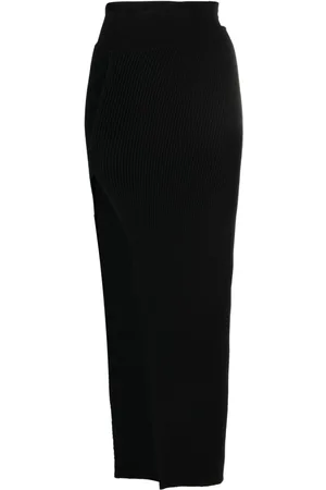 Rick Owens Falda tejida de canalé con abertura lateral