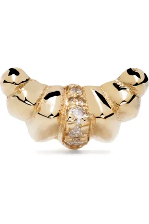 Lizzie Mandler Arete Croissant en oro amarillo de 18kt con diamantes