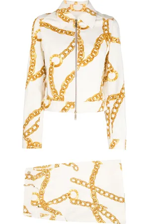 Céline Traje de falda con cadenas estampadas 1990-2000
