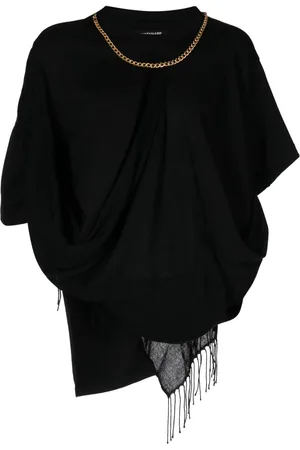 JUNYA WATANABE Top drapeado con detalle flecos