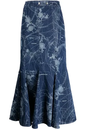 OFF-WHITE Falda midi estilo sirena con estampado gráfico