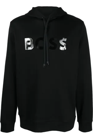 HUGO BOSS Hoodie con cordones y logo espejeado
