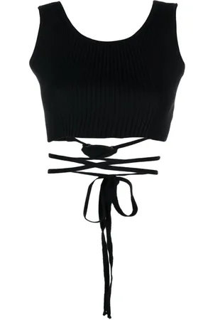 BARROW Top corto tejido de canalé con tiras