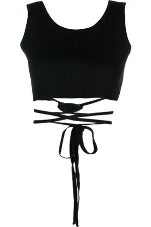 BARROW Top corto tejido de canalé con tiras
