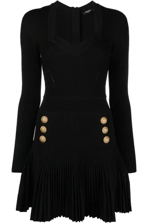 Balmain Vestido tejido de canalé acampanado