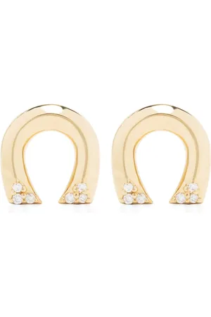HARWELL GODFREY Aretes Tiny Horseshoe en oro amarillo de 18kt con diamantes