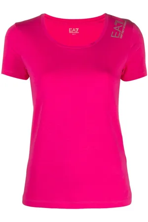 EA7 Playera con cuello redondo y logo estampado