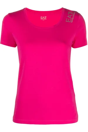EA7 Playera con cuello redondo y logo estampado
