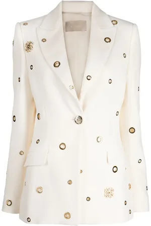 Elie saab Eyelet-detail single-breast blazer