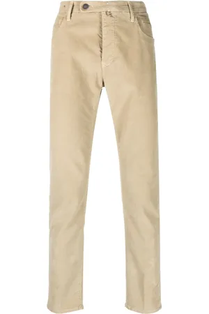 Incotex Pantalones de pana slim con parche del logo