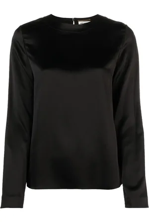 Saint Laurent Blusa de seda con detalle de abertura