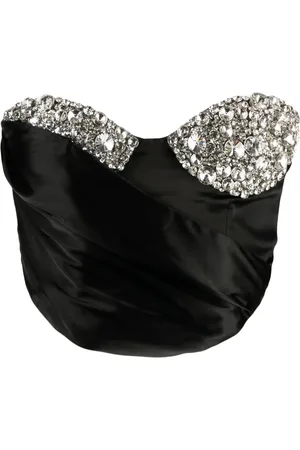 AREA Top strapless con detalles de cristal