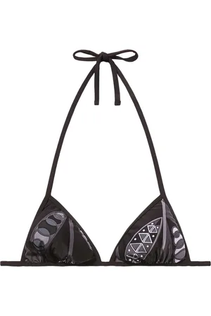 Puccini Top de bikini estilo triángulo con estampado Girandole