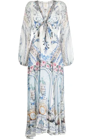 Camilla Vestido de seda con estampado barroco