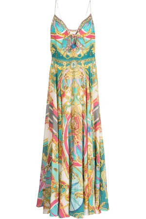 Camilla Vestido de seda con estampado barroco