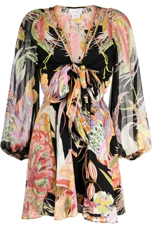 Camilla Vestido de seda con estampado gráfico