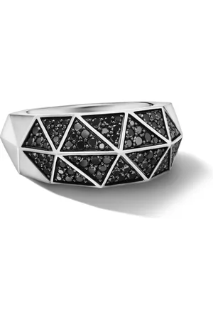 David Yurman Anillo de sello Torqued Faceted en plata de ley con diamante de 11.3mm