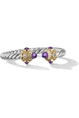 David Yurman Anillo Renaissance en oro amarillo de 18kt y plata de ley con diamantes y amatista (2.3mm)