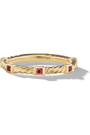 David Yurman Anillo Cable Collectibles en oro amarillo de 18kt con rubí de 2mm