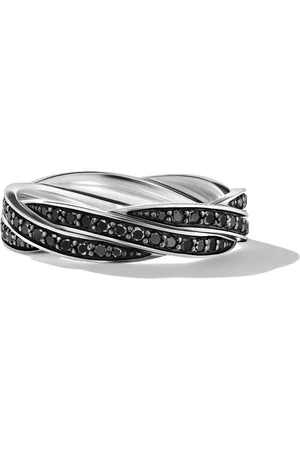 David Yurman Anillo de banda DY Helios en plata de ley con diamante de 6mm