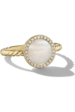 David Yurman Anillo Petite DY Elements en oro amarillo de 18kt con madre perla y diamante de 11.3mm