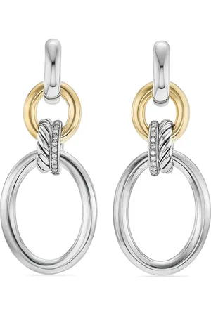 David Yurman Aretes DY Mercer Circular en oro amarillo de 18kt y plata de ley con diamantes de 50mm
