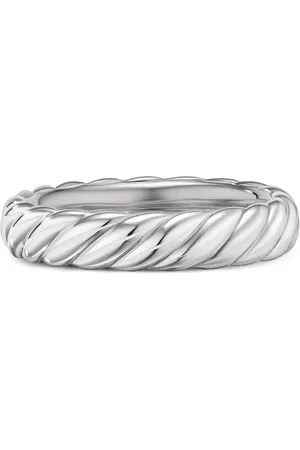 David Yurman Anillo de banda Sculpted Cable en oro blanco de 18kt de 4.6mm