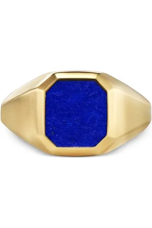 David Yurman Anillo de sello Streamline en oro amarillo de 18kt con lapislázuli de 14mm