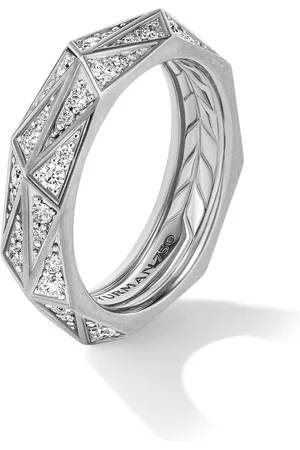 David Yurman Anillo Torqued Faceted en plata de ley con diamante de 6mm