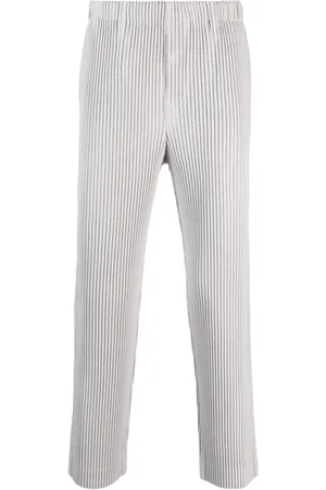 Issey Miyake Pantalones plisados con diseño recto