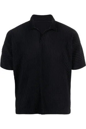 Issey Miyake Playera tipo polo con efecto plisado